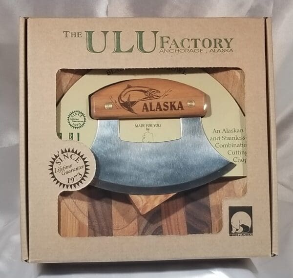 The 8'' Bowl with Inupiat Ulu & Display Stand factory alaska cutting board and knife set.