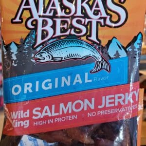 A bag of alaska 's best salmon jerky.