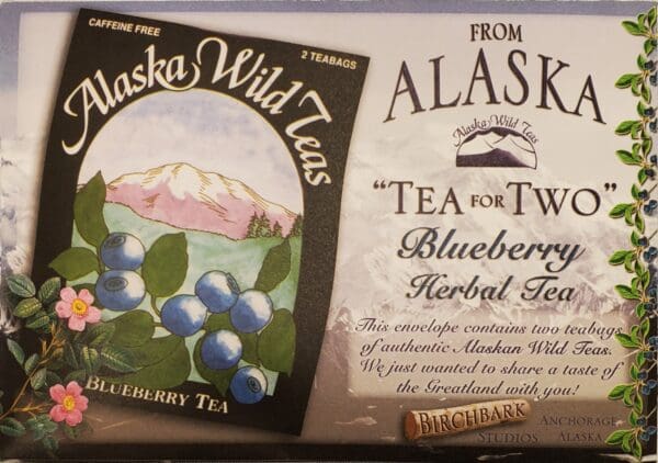 A tea box with two different flavors of alaska wild teas.
